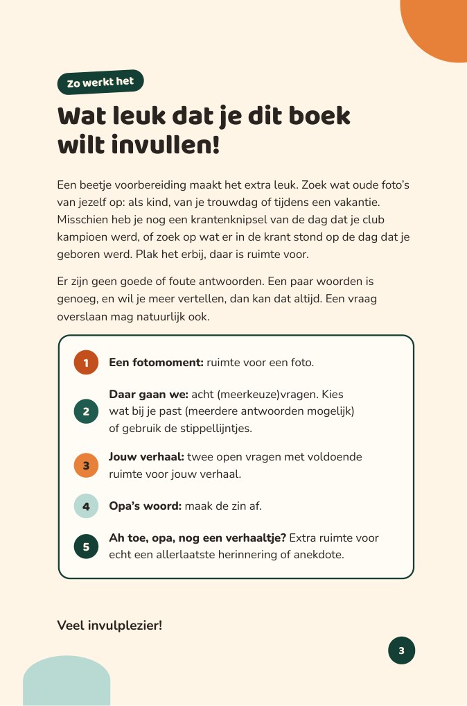Zo werkt het: vijf onderdelen per hoofdstuk (Opa, hoe was dat vroeger?)